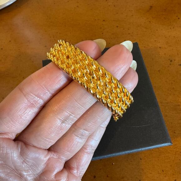 CHANEL Gold Tone Hinge Bangle Bracelet – Rare – 16cm - Picture 9 of 10